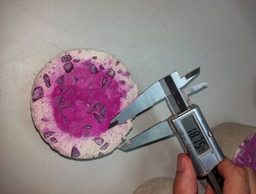 Measurement of carbonation depth for
concrete with specific mass of 1500 kg/m3