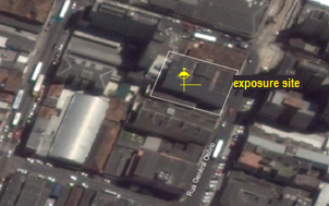 Location of the environment of exposure of samples in downtown neighborhood
(Adapted from Google Earth).