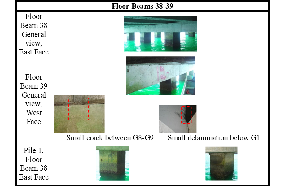 Damage survey of pier’s “healthy” section.